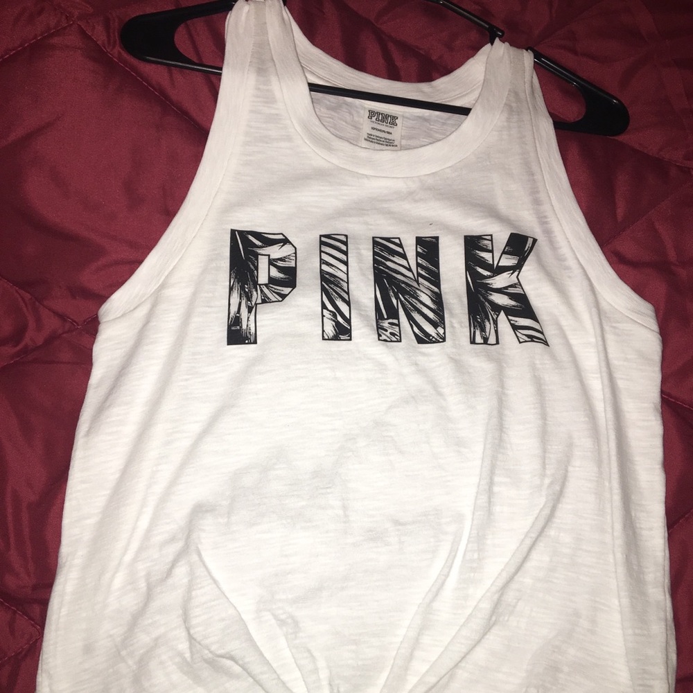 Vs pink knotted tank